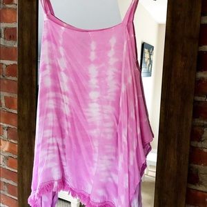 Boutique Blouse with Fringe and Tie Dye Details